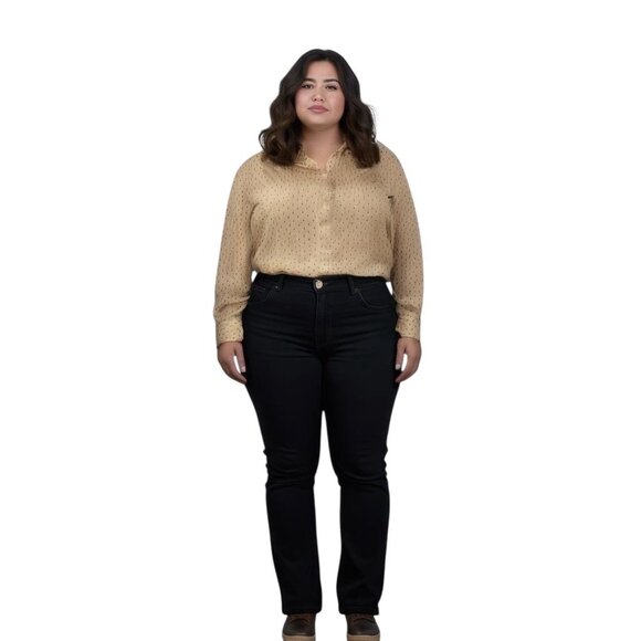 High Profile Button Down Blouse Beige Size 20W Vintage - Picture 1 of 13